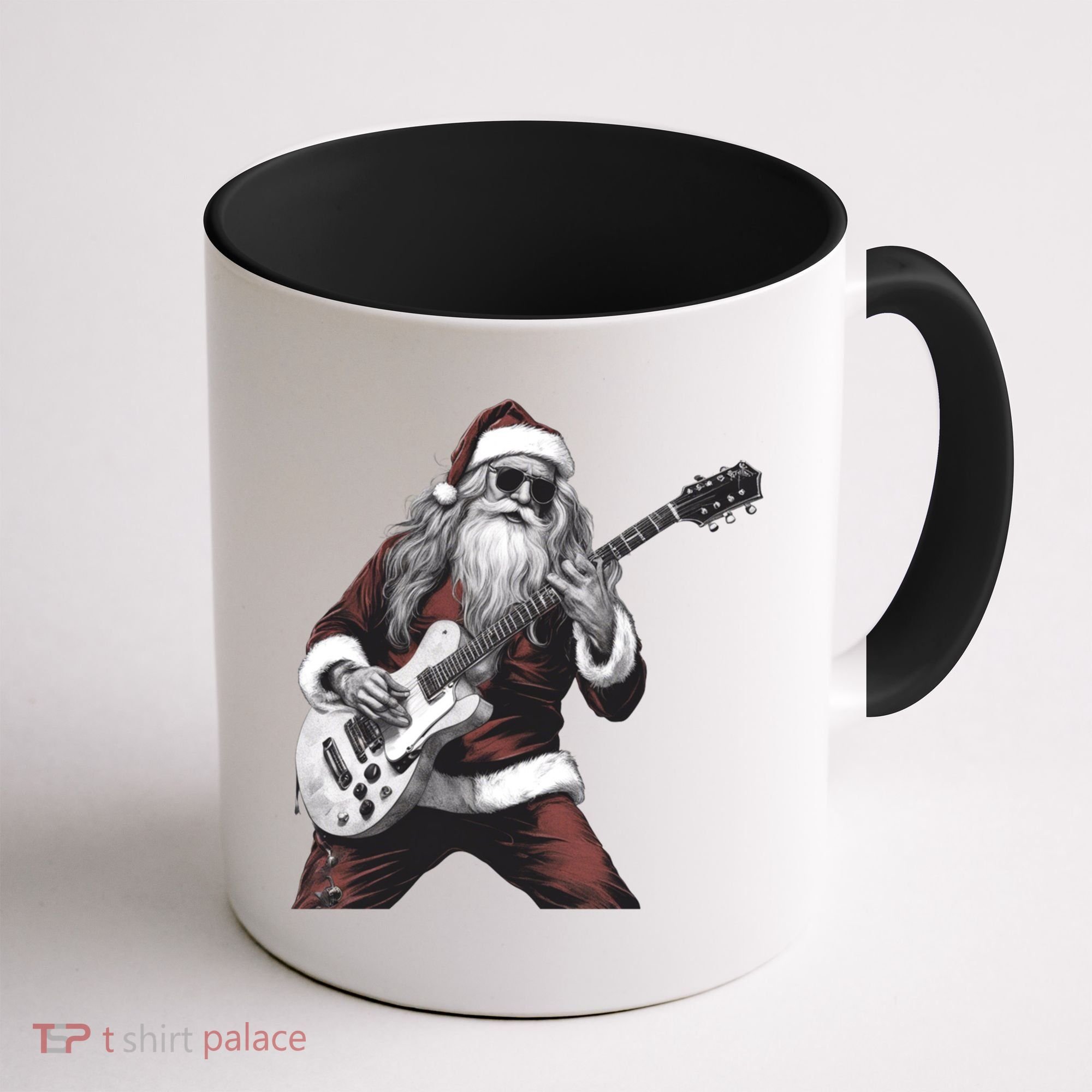 Santa Claus Playing Guitar Rock And Roll Christmas Gift Coffee Mug
