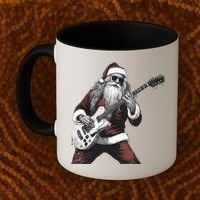 Santa Claus Playing Guitar Rock And Roll Christmas Gift Coffee Mug thumb 2