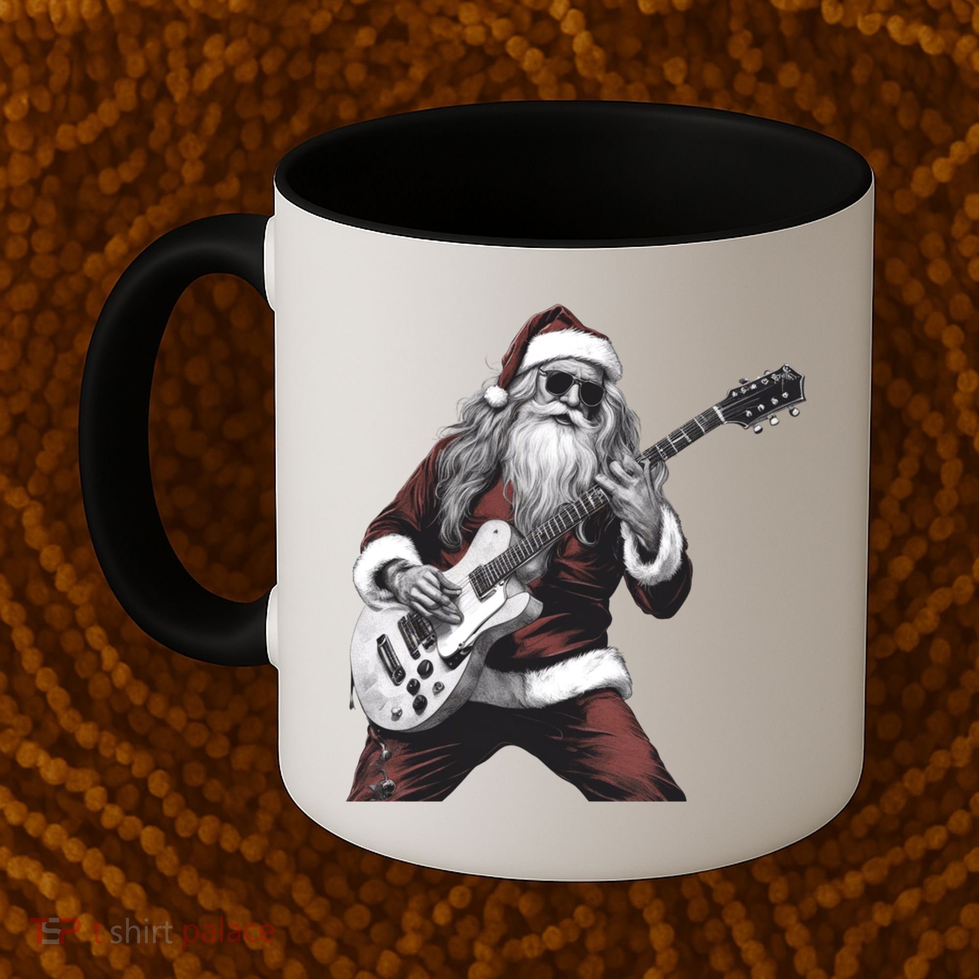 Santa Claus Playing Guitar Rock And Roll Christmas Gift Coffee Mug