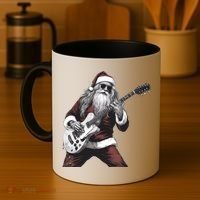Santa Claus Playing Guitar Rock And Roll Christmas Gift Coffee Mug thumb 4