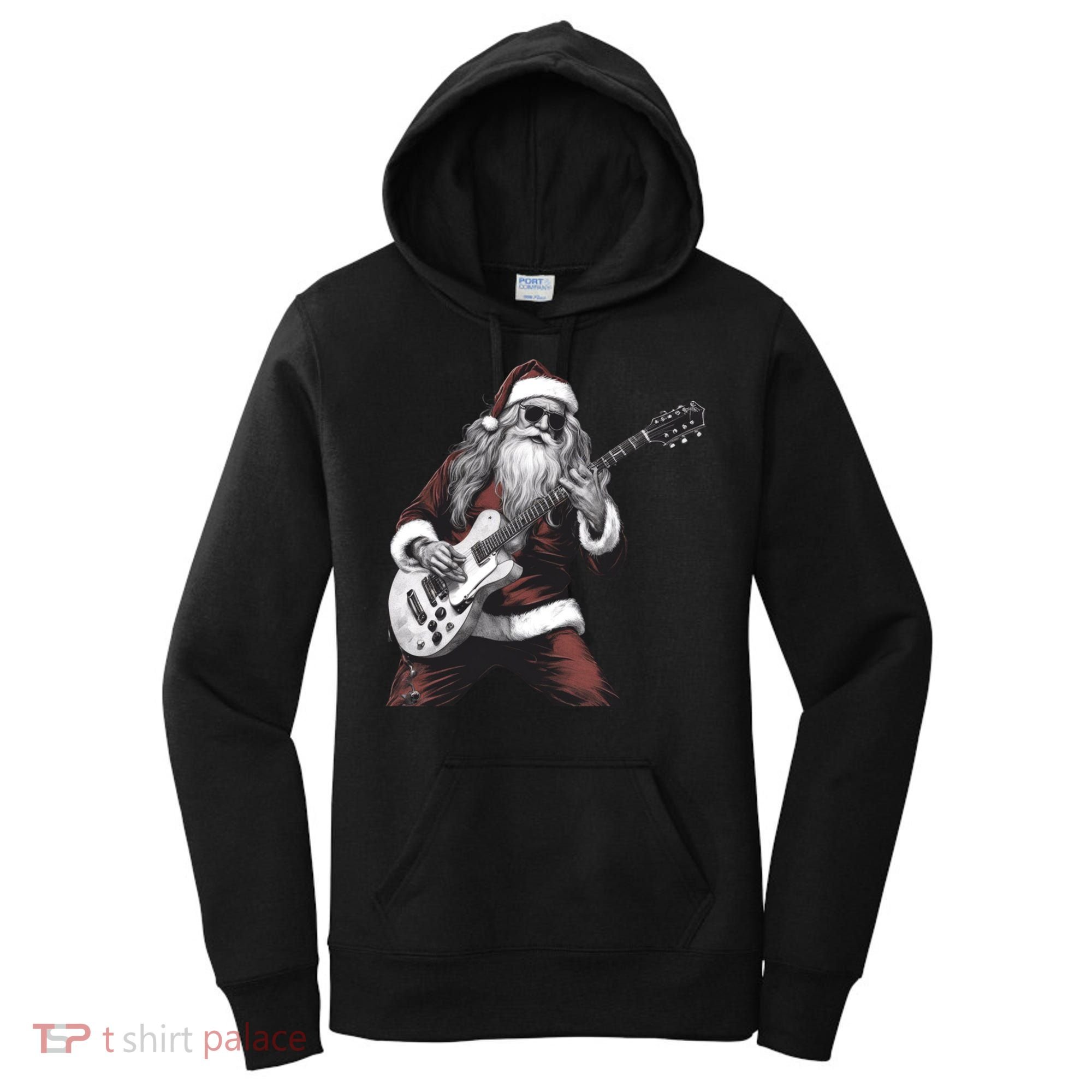 Santa Claus Playing Guitar Rock And Roll Christmas Gift Women's Hoodie