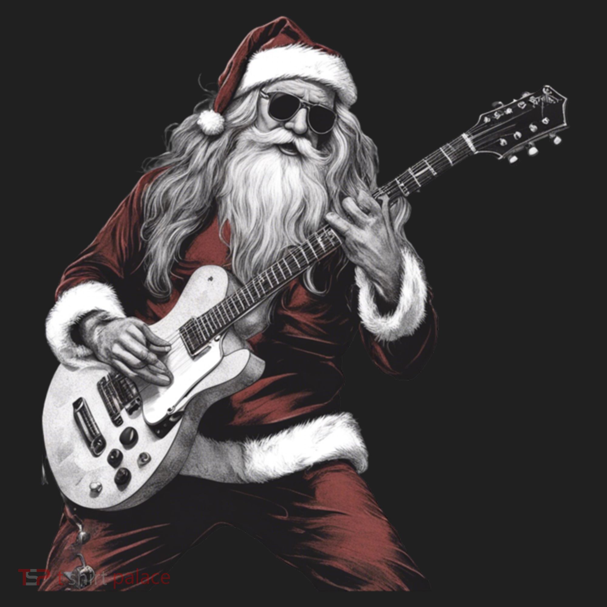 Santa Claus Playing Guitar Rock And Roll Christmas Gift Hat