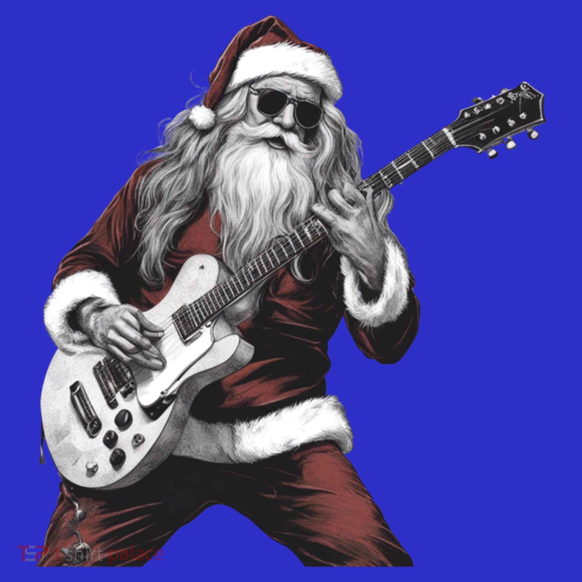 Santa Claus Playing Guitar Rock And Roll Christmas Gift Hoodie