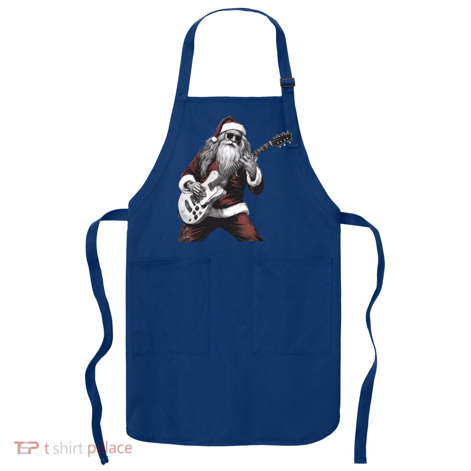 Santa Claus Playing Guitar Rock And Roll Christmas Gift Apron
