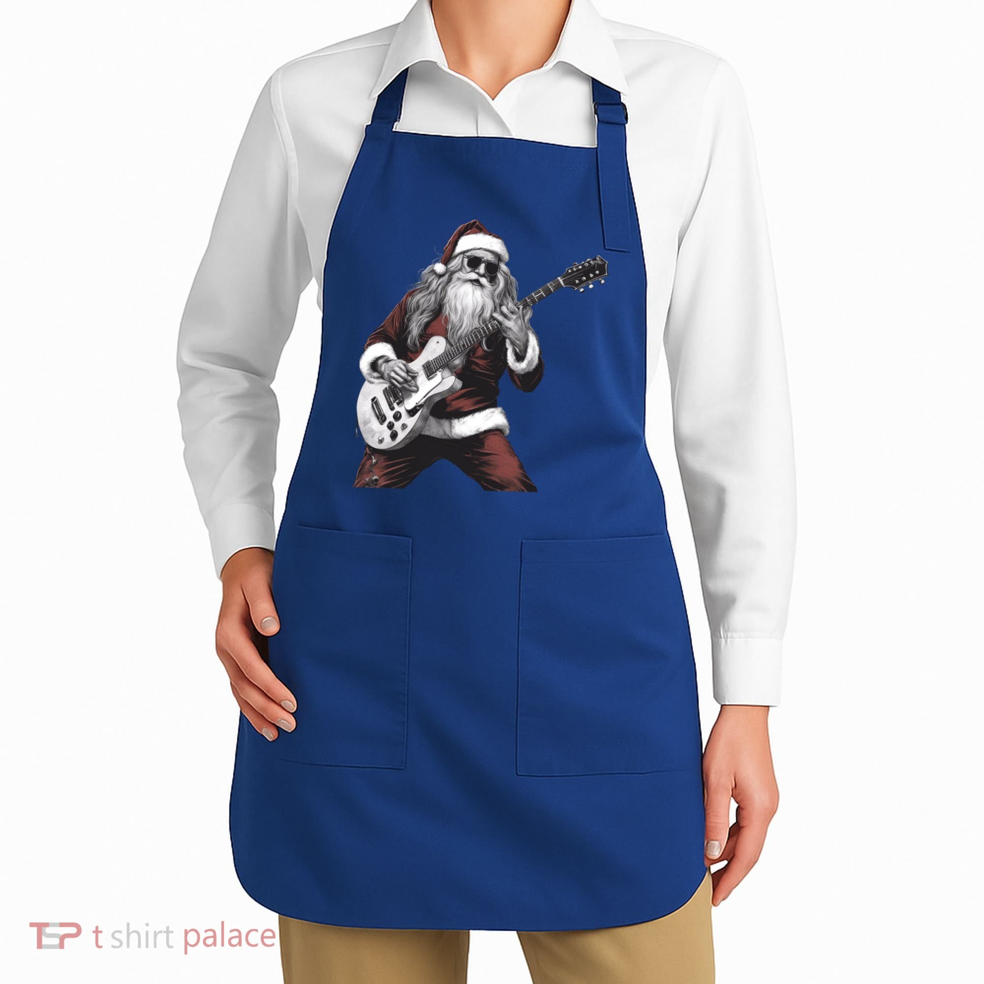 Santa Claus Playing Guitar Rock And Roll Christmas Gift Apron
