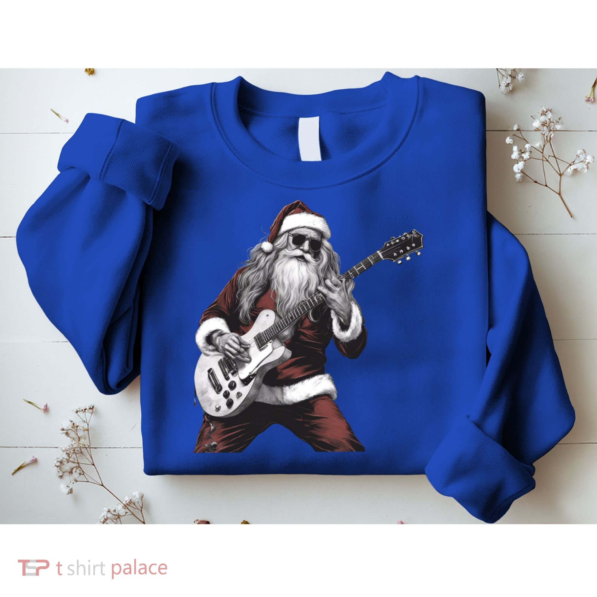 Santa Claus Playing Guitar Rock And Roll Christmas Gift Sweatshirt