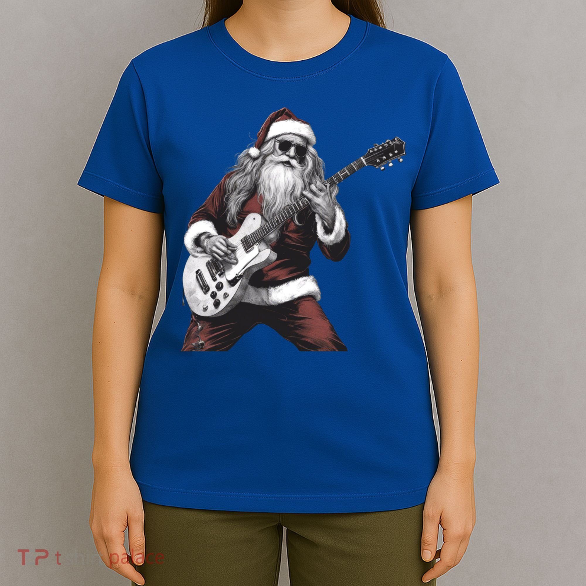 Santa Claus Playing Guitar Rock And Roll Christmas Gift T-Shirt