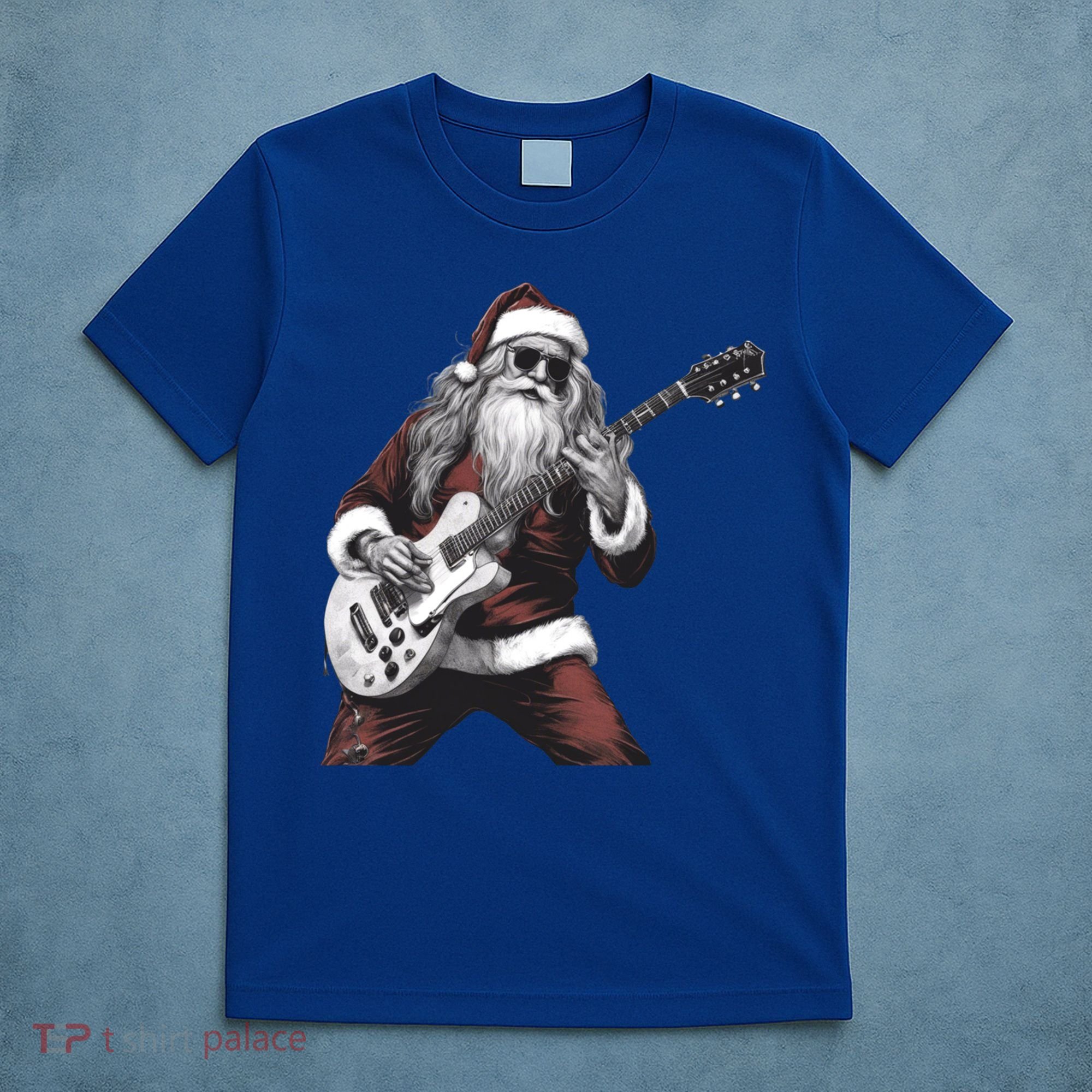 Santa Claus Playing Guitar Rock And Roll Christmas Gift T-Shirt