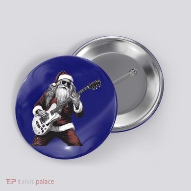 Santa Claus Playing Guitar Rock And Roll Christmas Gift Button