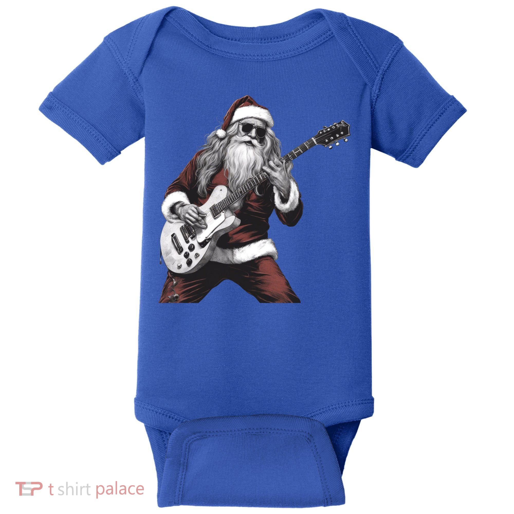 Santa Claus Playing Guitar Rock And Roll Christmas Gift Baby Bodysuit