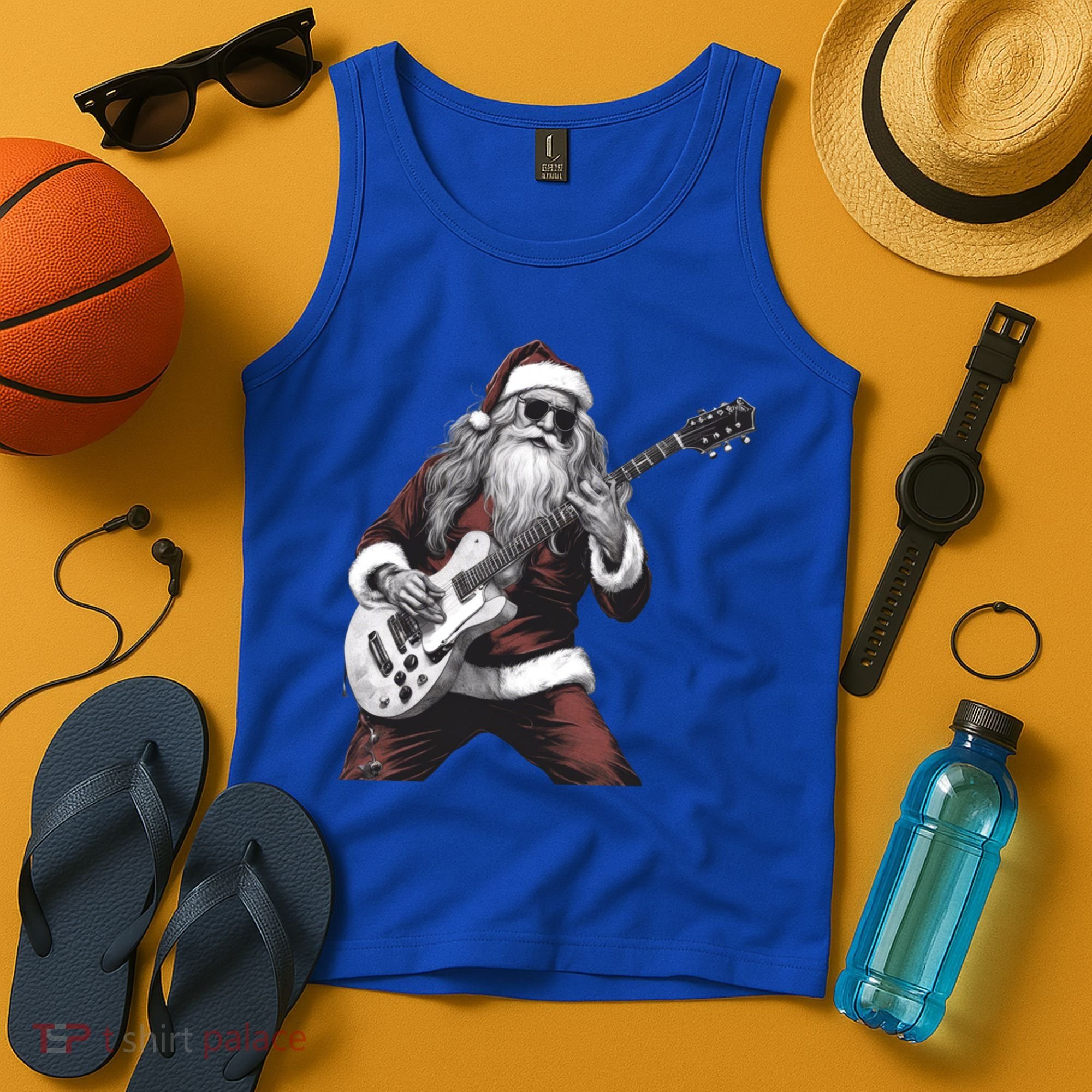 Santa Claus Playing Guitar Rock And Roll Christmas Gift Tank Top