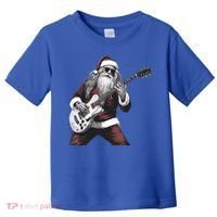 Santa Claus Playing Guitar Rock And Roll Christmas Gift Toddler T-Shirt thumb 0