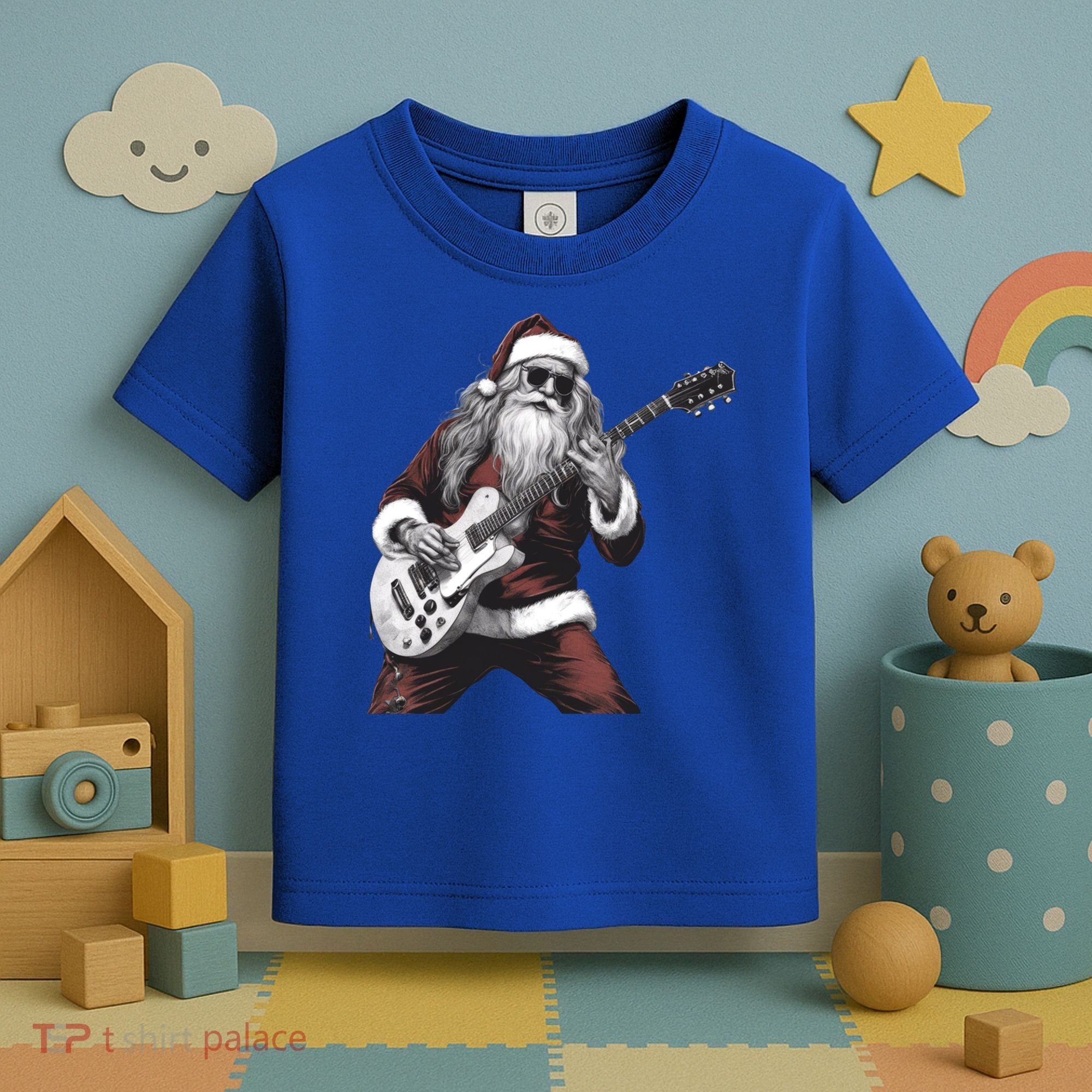 Santa Claus Playing Guitar Rock And Roll Christmas Gift Toddler T-Shirt