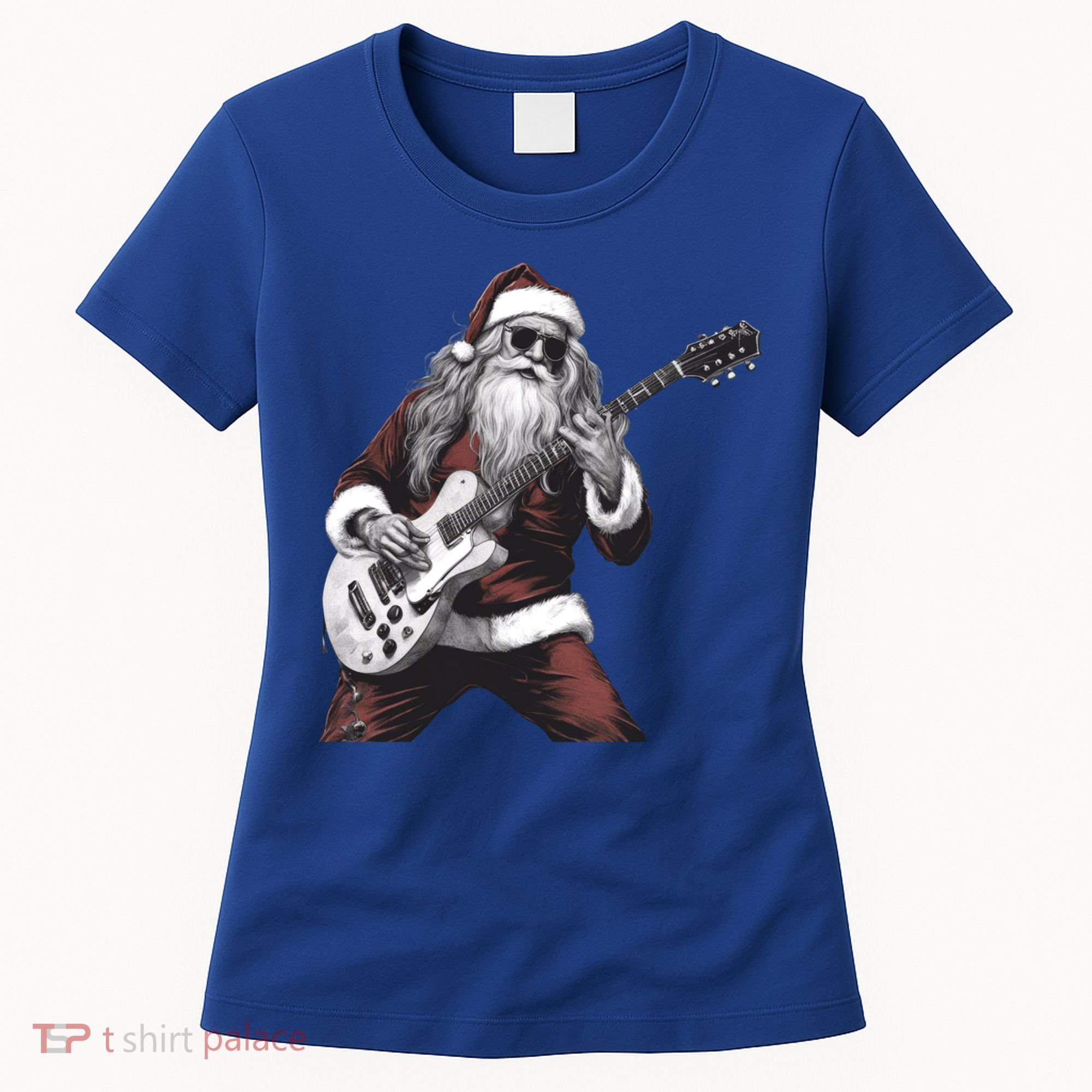 Santa Claus Playing Guitar Rock And Roll Christmas Gift Women's T-Shirt