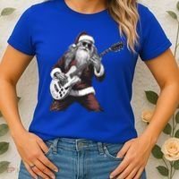 Santa Claus Playing Guitar Rock And Roll Christmas Gift Women's T-Shirt thumb 2