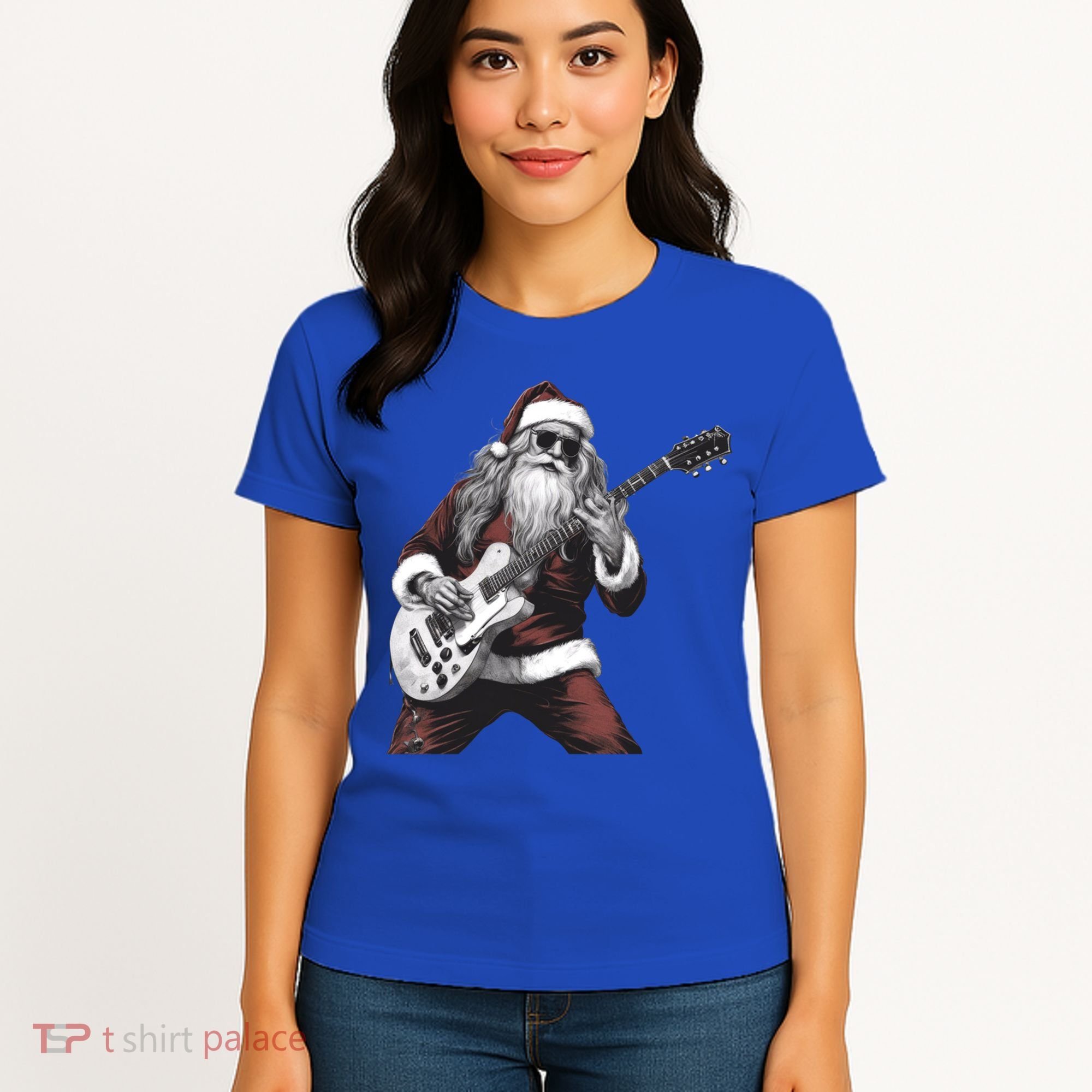 Santa Claus Playing Guitar Rock And Roll Christmas Gift Women's T-Shirt