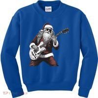 Santa Claus Playing Guitar Rock And Roll Christmas Gift Kids Sweatshirt thumb 0