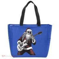 Santa Claus Playing Guitar Rock And Roll Christmas Gift Tote Bag thumb 0