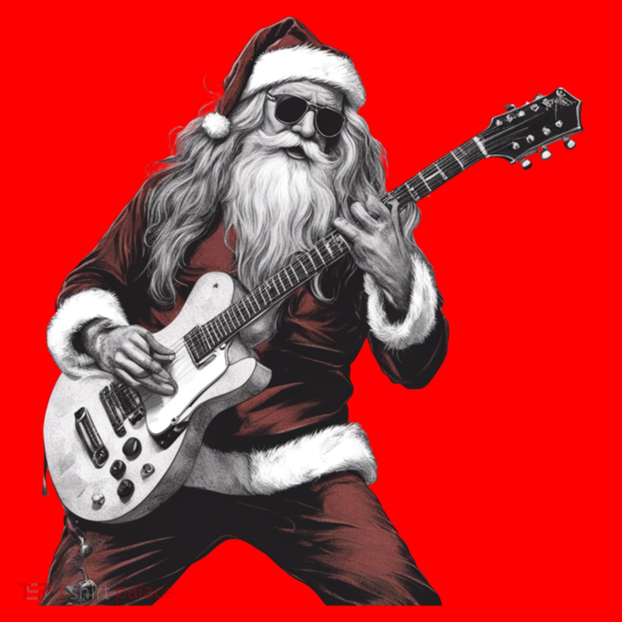 Santa Claus Playing Guitar Rock And Roll Christmas Gift Santa Hat