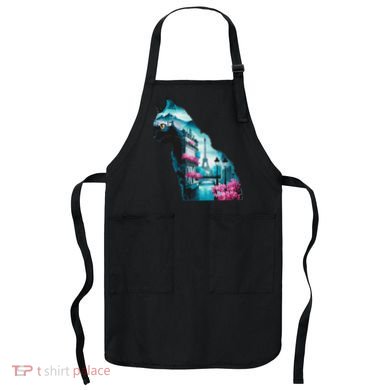 Stunning Cat Paris Landscape Silhouette Artwork Apron