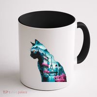 Stunning Cat Paris Landscape Silhouette Artwork Coffee Mug thumb 1