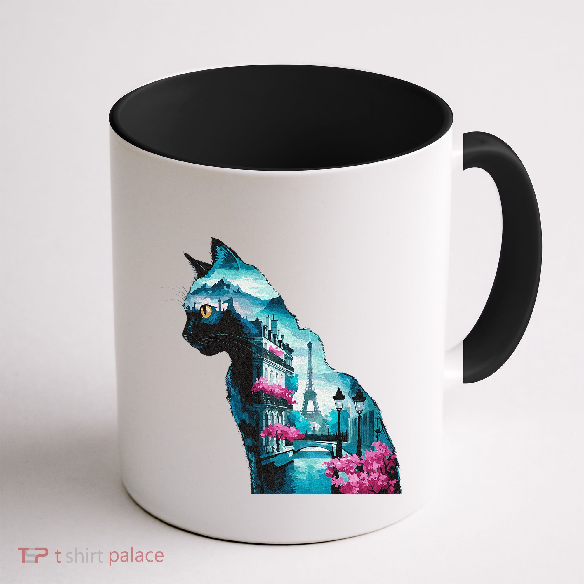 Stunning Cat Paris Landscape Silhouette Artwork Coffee Mug
