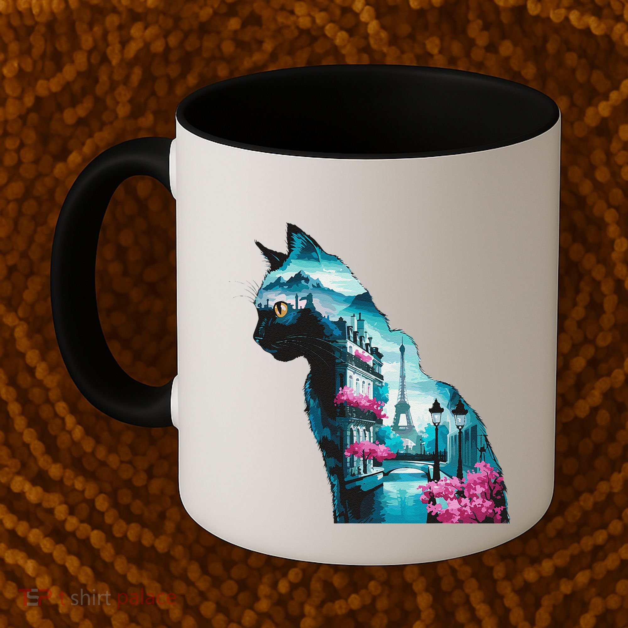 Stunning Cat Paris Landscape Silhouette Artwork Coffee Mug