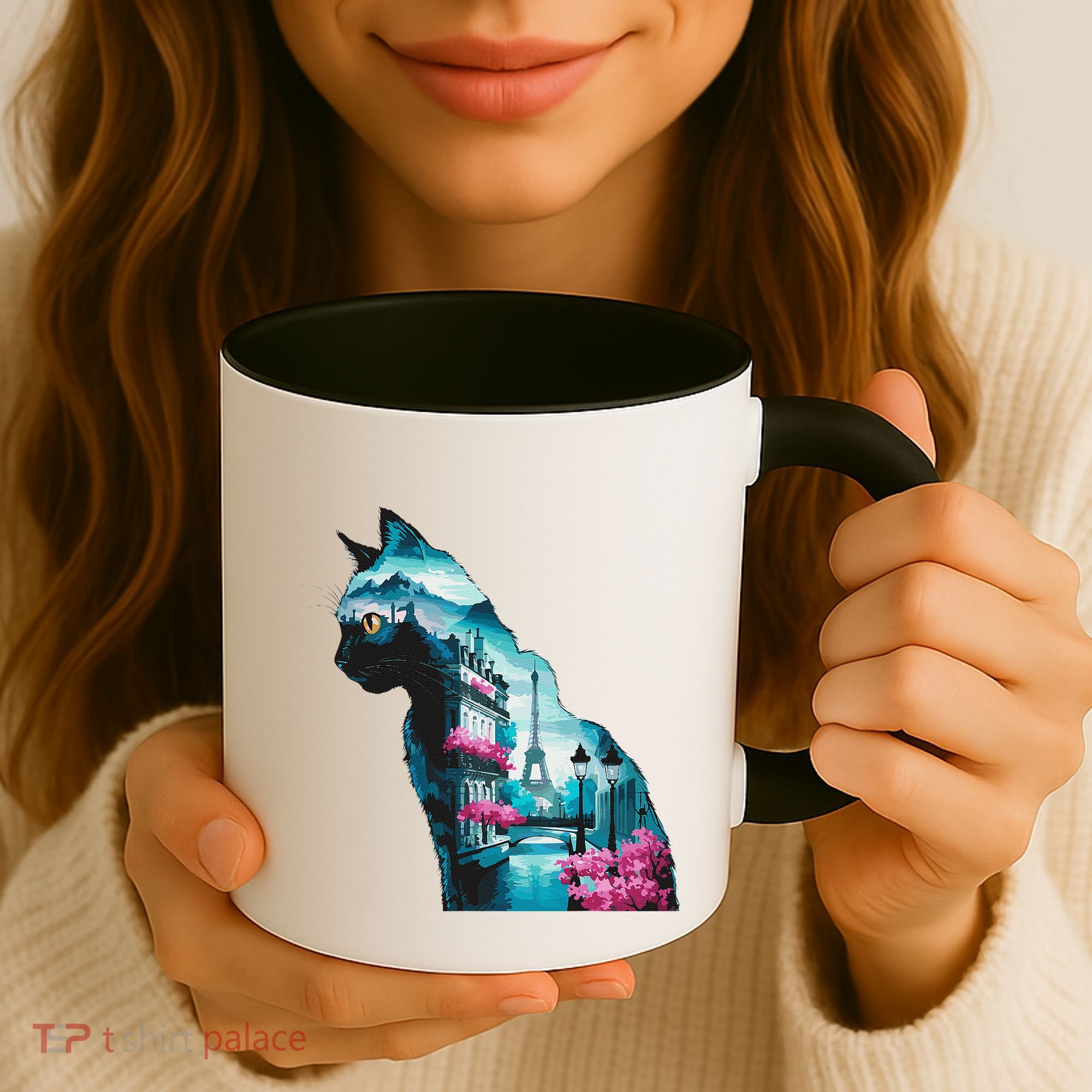 Stunning Cat Paris Landscape Silhouette Artwork Coffee Mug