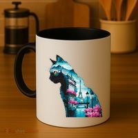 Stunning Cat Paris Landscape Silhouette Artwork Coffee Mug thumb 4