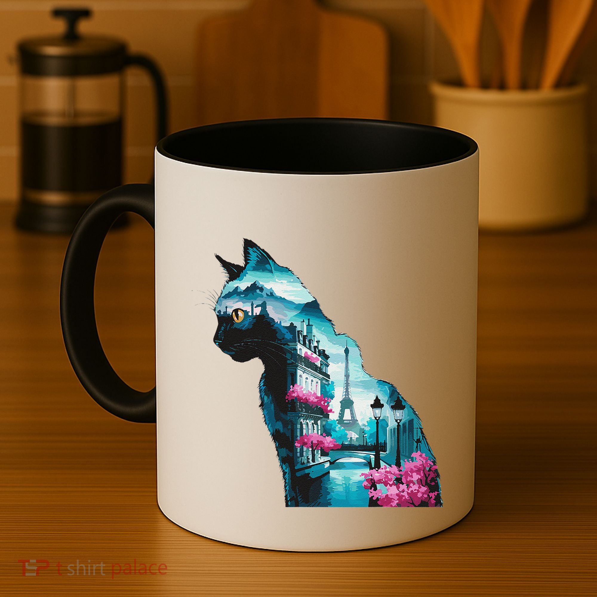 Stunning Cat Paris Landscape Silhouette Artwork Coffee Mug