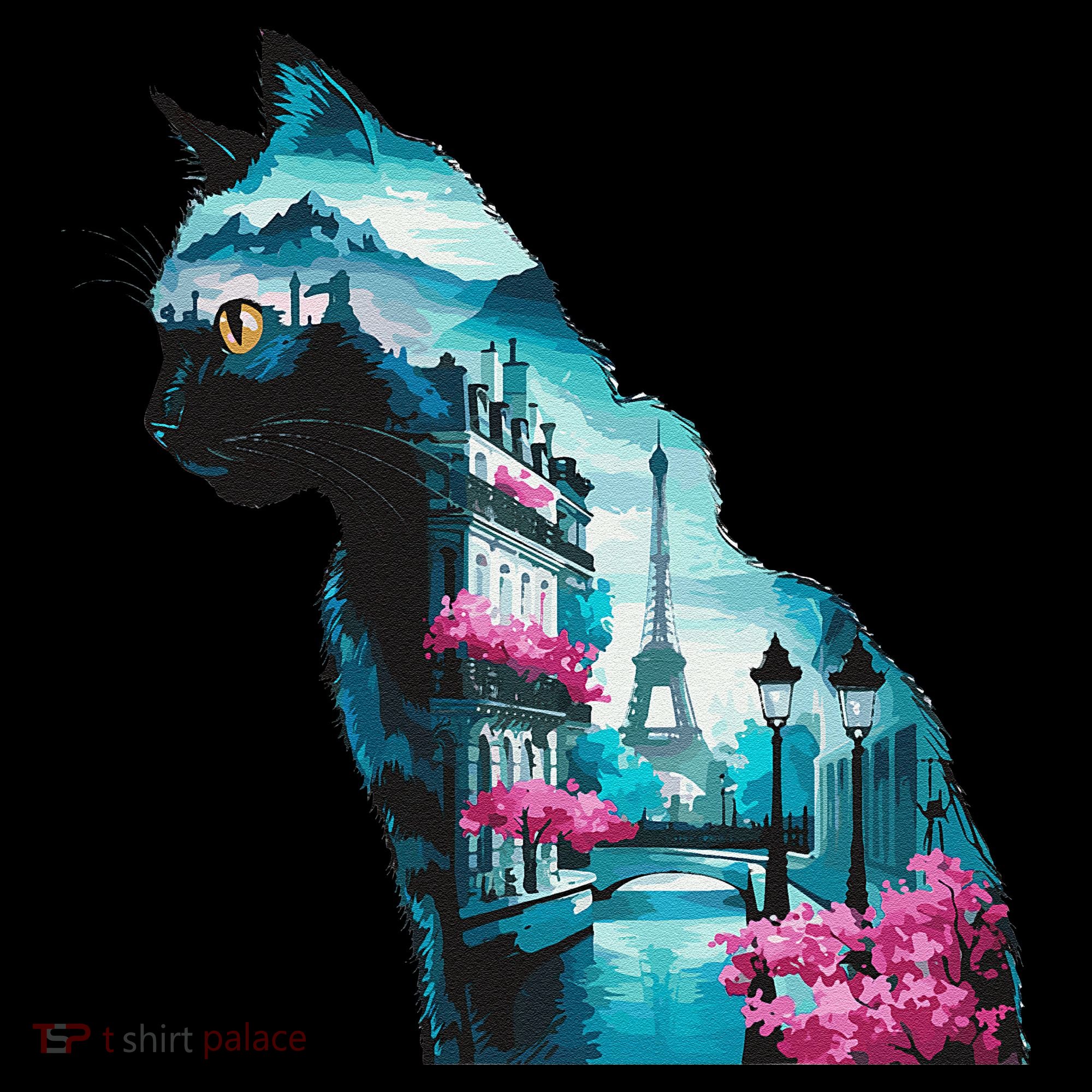 Stunning Cat Paris Landscape Silhouette Artwork Coffee Mug