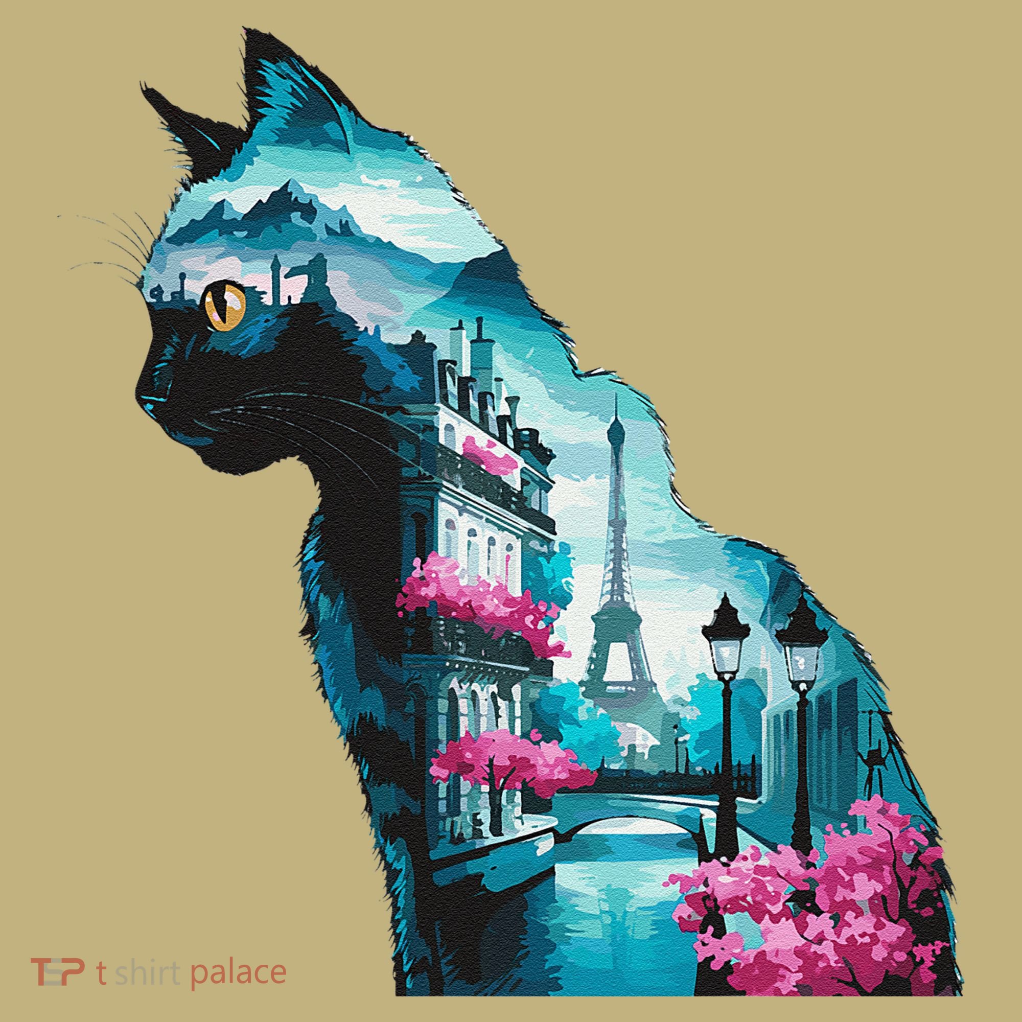 Stunning Cat Paris Landscape Silhouette Artwork Hoodie