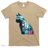 Stunning Cat Paris Landscape Silhouette Artwork T-Shirt thumb 0