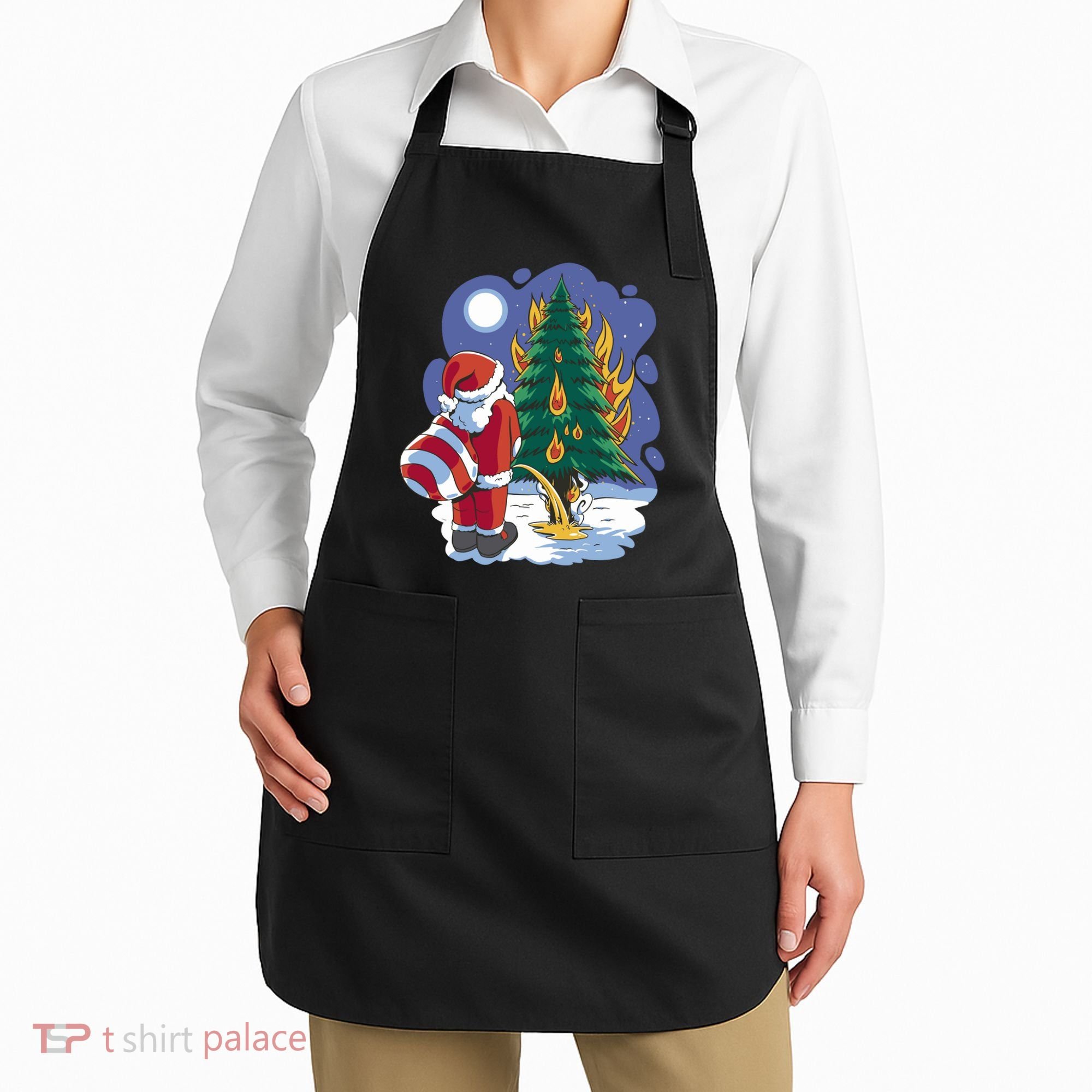 Santa Claus Pissing On Tree Apron