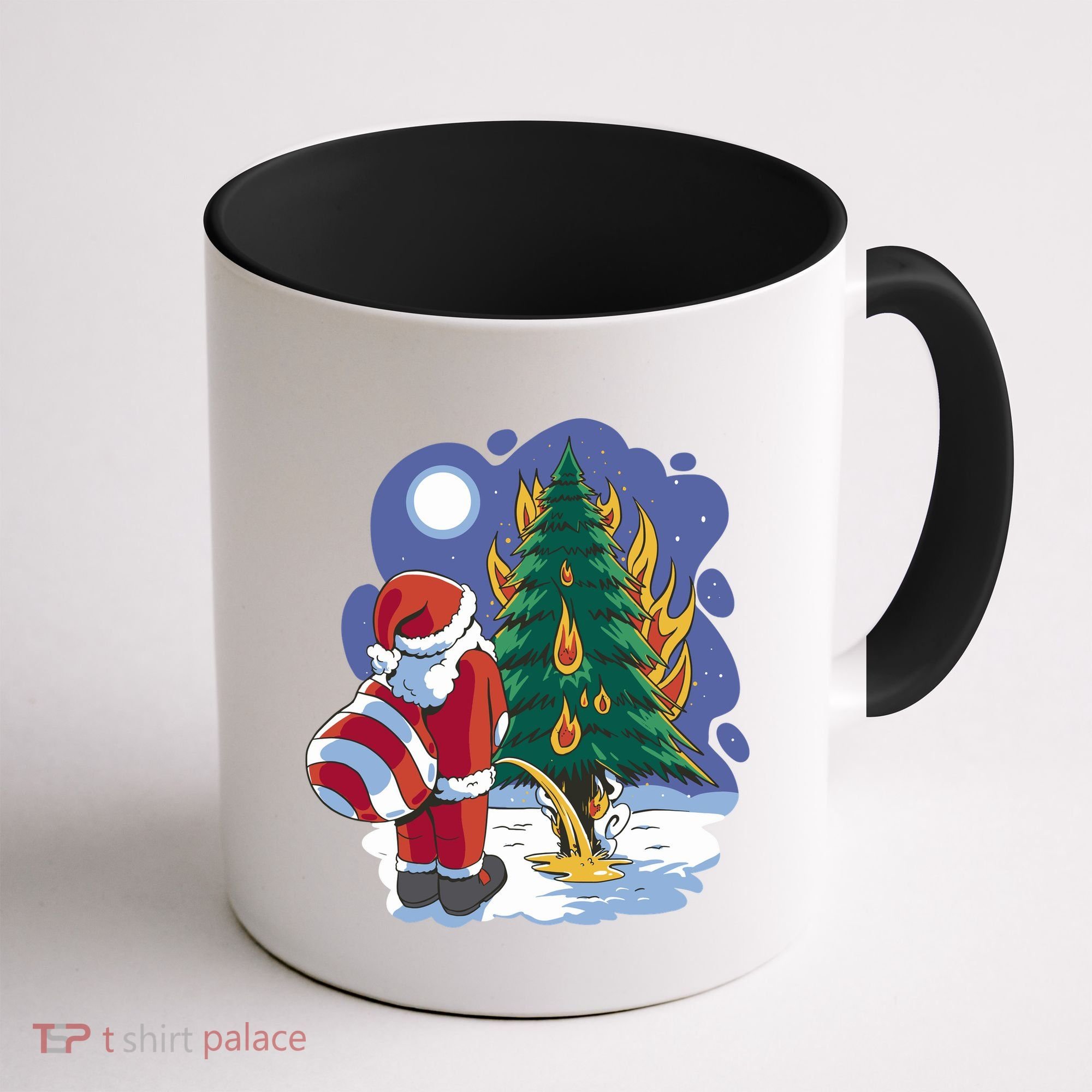 Santa Claus Pissing On Tree Coffee Mug