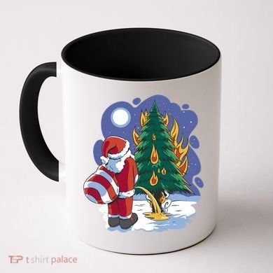 Santa Claus Pissing On Tree Coffee Mug