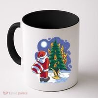 Santa Claus Pissing On Tree Coffee Mug thumb 0