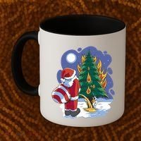 Santa Claus Pissing On Tree Coffee Mug thumb 2