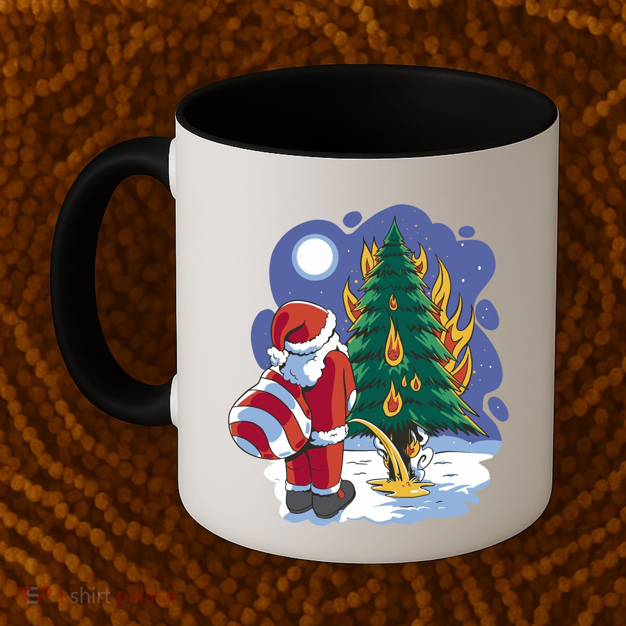 Santa Claus Pissing On Tree Coffee Mug