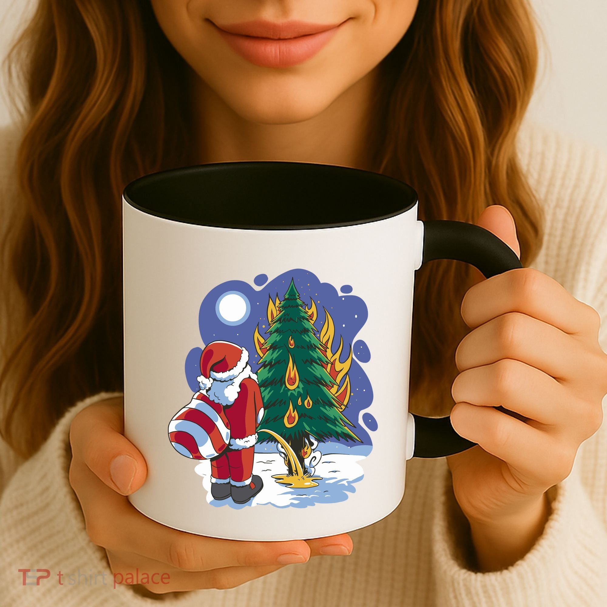 Santa Claus Pissing On Tree Coffee Mug