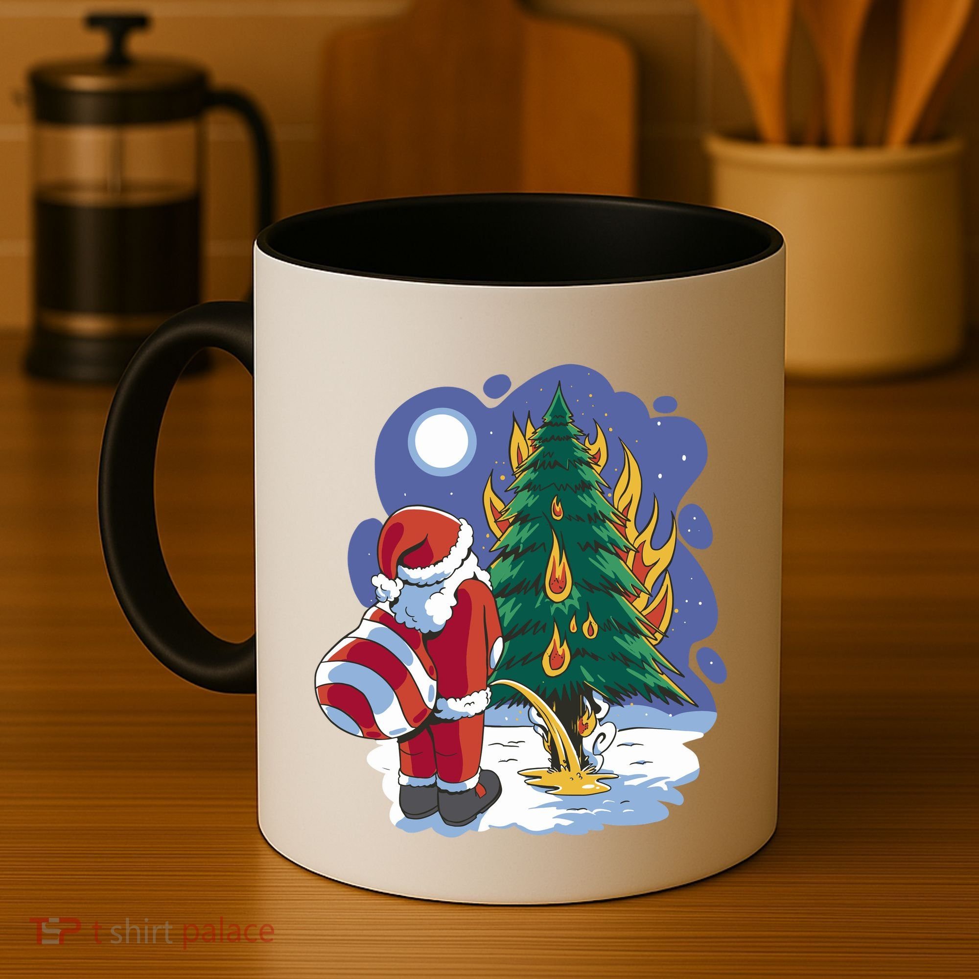 Santa Claus Pissing On Tree Coffee Mug