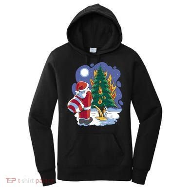 Santa Claus Pissing On Tree Women's Hoodie