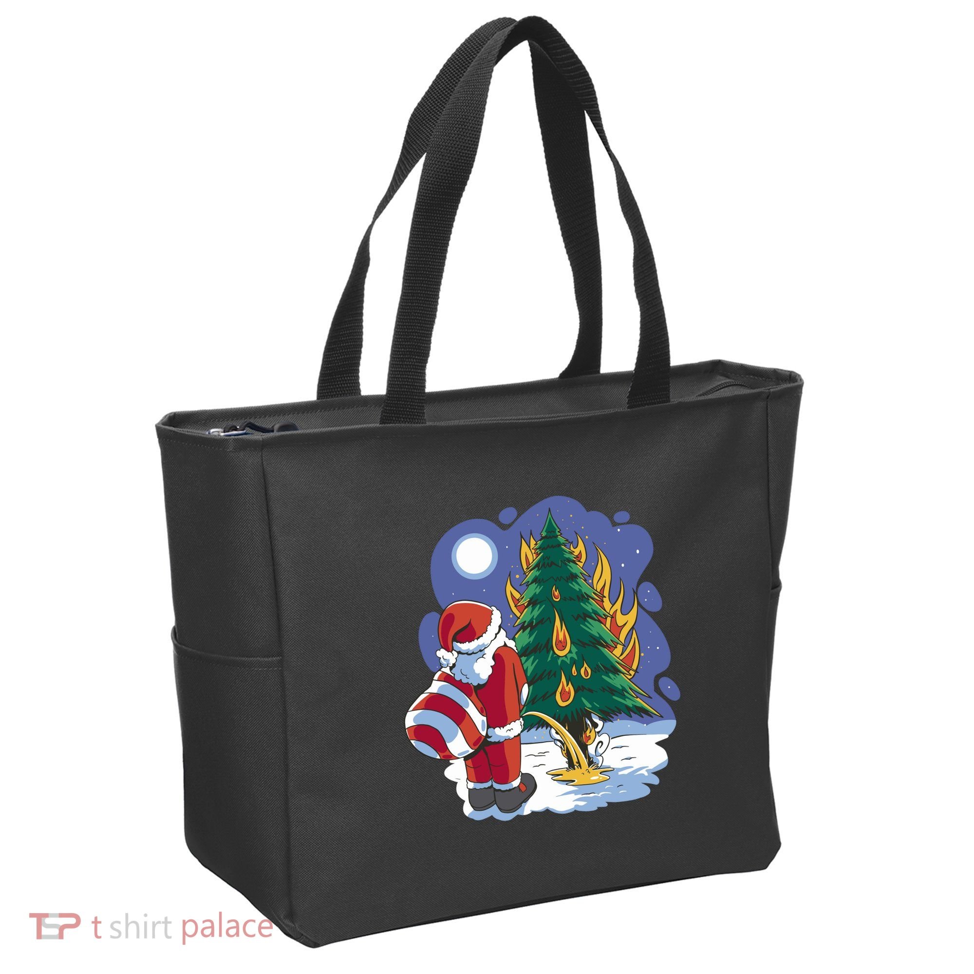 Santa Claus Pissing On Tree Tote Bag