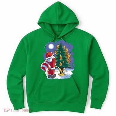 Santa Claus Pissing On Tree Hoodie