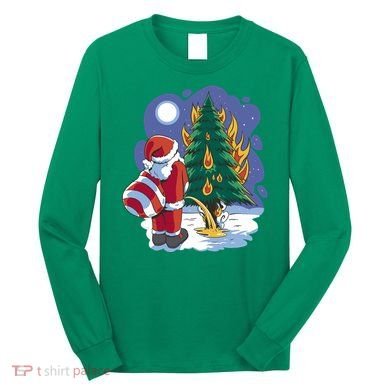 Santa Claus Pissing On Tree Long Sleeve Shirt