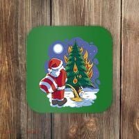 Santa Claus Pissing On Tree Coaster thumb 0