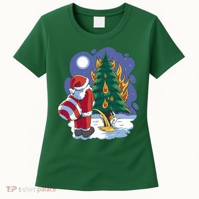 Santa Claus Pissing On Tree Women's T-Shirt