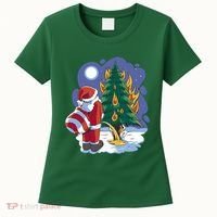 Santa Claus Pissing On Tree Women's T-Shirt thumb 0