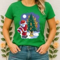Santa Claus Pissing On Tree Women's T-Shirt thumb 2