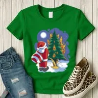 Santa Claus Pissing On Tree Women's T-Shirt thumb 3